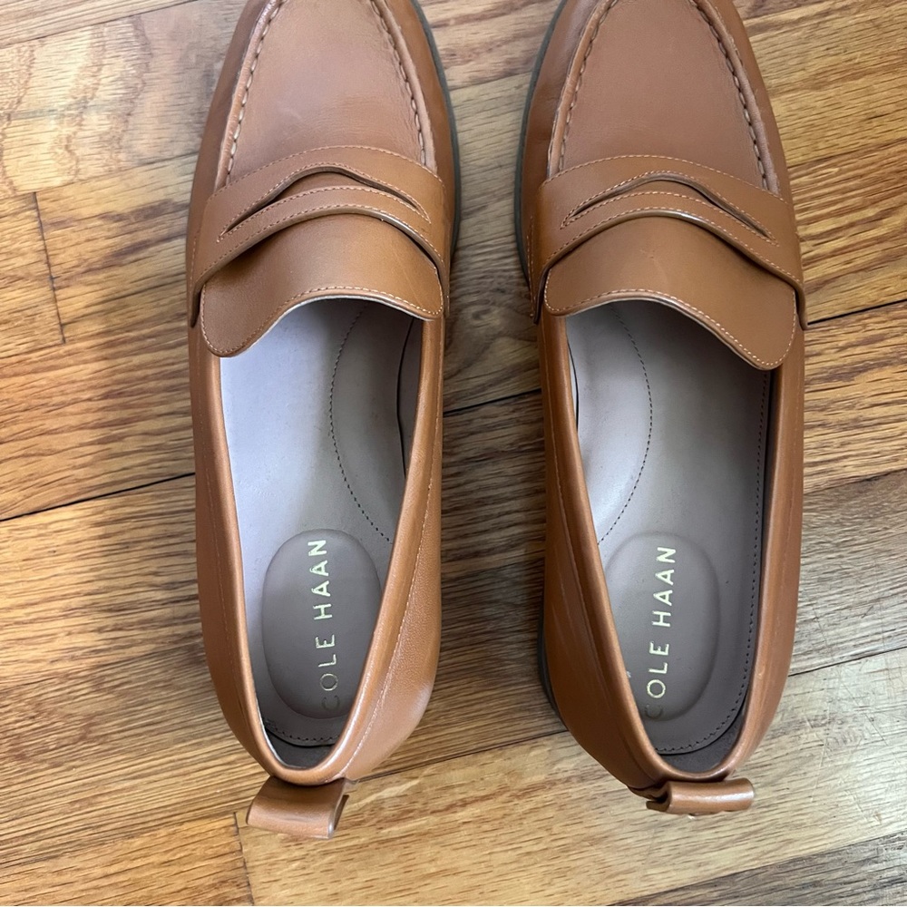 Cole Haan Stassi Pecan Leather Penny Loafers Sz 8.5 M - Picture 3 of 7